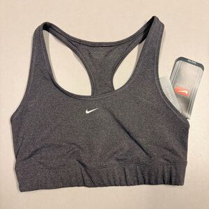 Nike Gray Racerback Sports Bra with White Swoosh